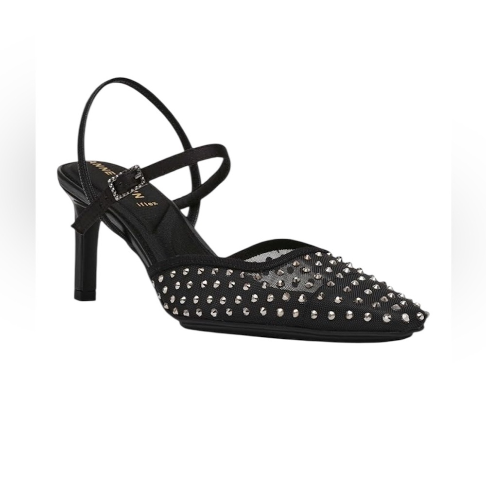 Anne Klein Rosedale Iflex Elegant Black Studded Rhinestone Heels Size: 6 1/2